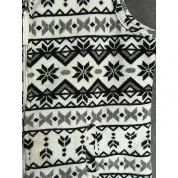Large Keren Hart Fair Isle Full Zip Winter Fleece Vest Snowflake Sweater Vest - Picture 2 of 9